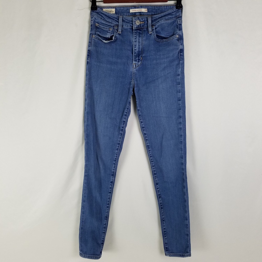Levis Premium 721 High Rise Skinny Jeans Medium Wash Blue Denim Womens‎ Size 26